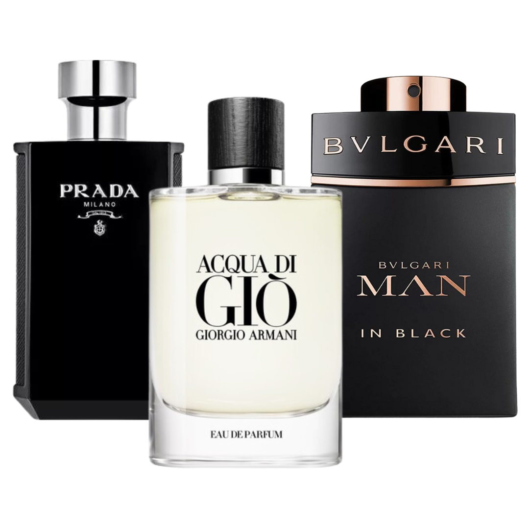 3 Parfums Bvlgari In Black, Giorgio Armani Acqua Di Gio, L'Homme Prada Intense (Eau Parfum)